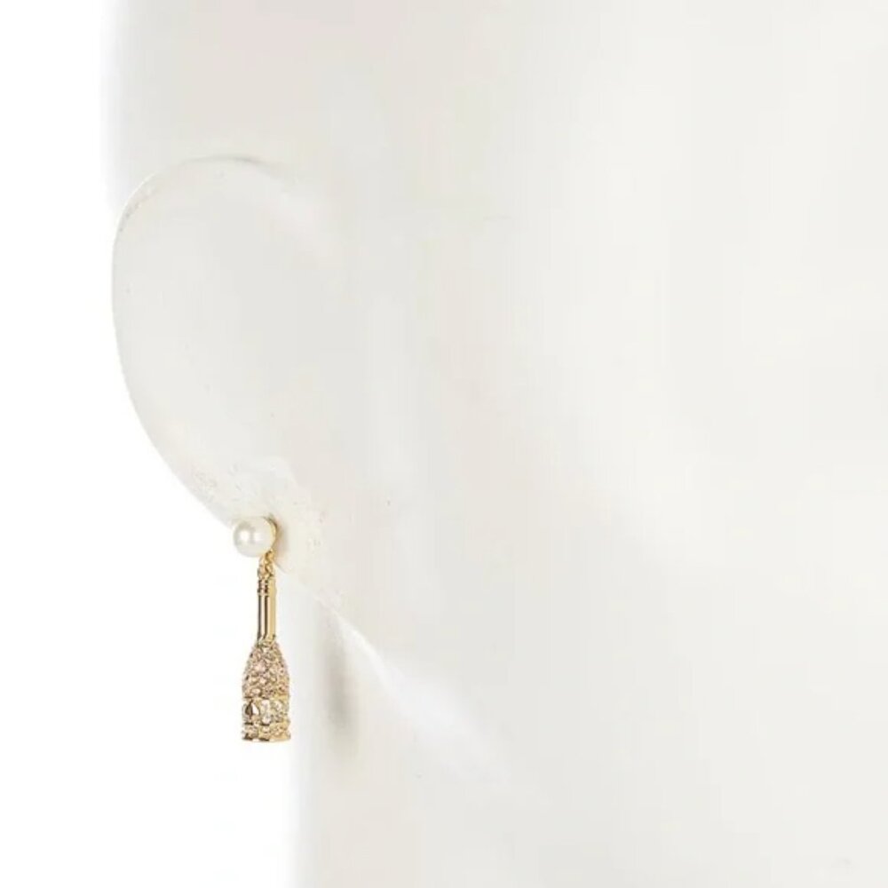 Kate Spade Winter Carnival Champagne Crystal Pearl Drop Earrings - Picture 2 of 5
